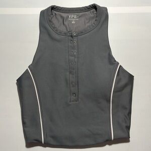 ABERCROMBIE YPB sculptLUX Curve Love Plunge Henley Slim Tank XS Gray Lined